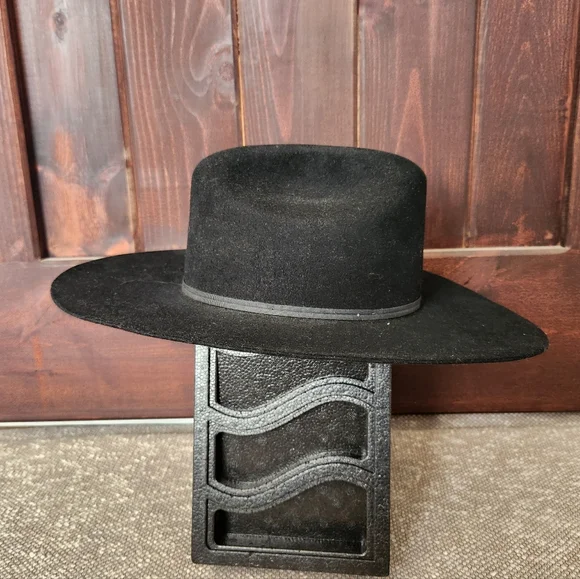 Vintage Resistol 4X Beaver Black Felt Cowboy Hat, Self Conforming, Oval, 6 7/8 - Picture 3 of 10